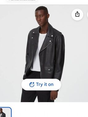 Mens Club Monaco 100%Lamb Leather Biker Jacket in XL